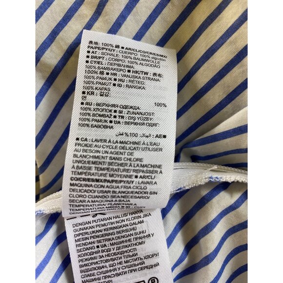 Gap XL Off-The-Shoulder Blue & White Striped Ruffle Blouse 100%‎ Cotton Eighties - Picture 6 of 8